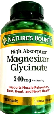 Nature's Bounty Magnesium Glycinate 240 mg Muscle Relaxation 180 Ct EXP 10/2026 - Image 1 of 3