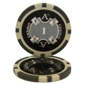 25 fichas de póquer de casino As gris $1 14 g arcilla compuesto gráfico ficha de póker - Imagen 1 de 1