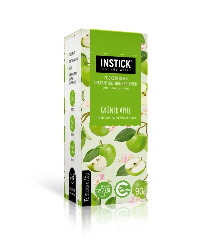 INSTICK Beverage Powder Green Apple 12 Pack (Holds 12 x 1.5L) - Image 1 of 1