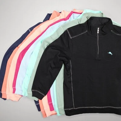 Tommy Bahama Nassau Half Zip Pullover Sweatshirt 100% Cotton Mock Neck Relaxed - Image 1 of 2