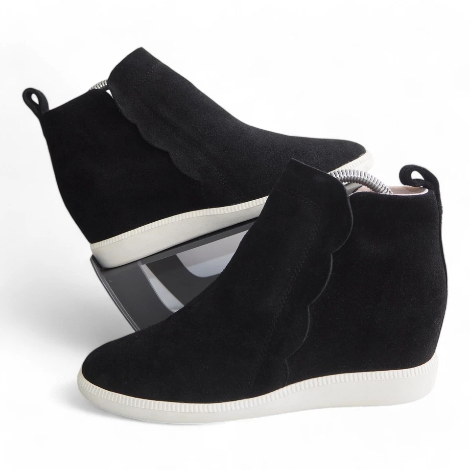 Zapatillas deportivas Kate Spade Wilkes de gamuza con cuña y cremallera lateral al tobillo negras para mujer 6,5B Foto 1 de 4