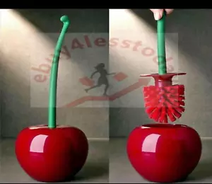 Creative Toilet Brush Holder Set Cherry Shape Standing WC Cleaning Bathroom - Picture 1 of 3