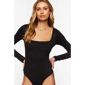 NWT FOREVER 21 Long-Sleeve Cutout Bodysuit Size S Color Black; - Picture 1 of 7