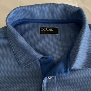 Bolle Polo Shirt L Blue Short Sleeve Polyester Rugby Golf Casual Mens - Picture 1 of 5