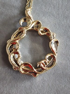 Collar Colgante Lupa Filigrana Oro Firmado Mfg SHB SHOFEL BROS De Colección Foto 1 de 4