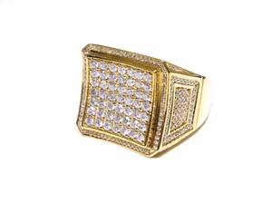 Mens 14k Yellow Gold 3.00ct White Diamond Round Cut Prong Set Stunning Ring - Picture 1 of 6