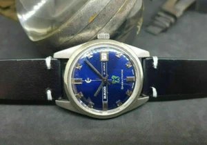 SELTENE VINTAGE 70ER RADO GREEN HORSE DATE BLAUES ZIFFERBLATT HANDAUFZUG HERREN UHR - Bild 1 von 6