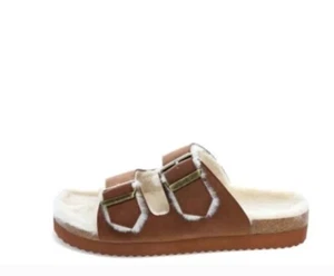 Neu mit Etikett No Boundaries Damen-Slipper doppelte Schnalle kastaniefarben Größe 8 " - Bild 1 von 7