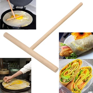 2x Holzstab Rake Runde Teig Pfannkuchen Crêpes Teigverteiler Crepesrolle.jj - Bild 1 von 4