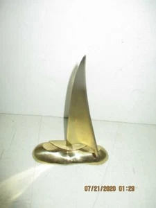 Solid Brass SAILBOAT PAPERWEIGHT Nautical Decor 7" Tall Made in Taiwan R.O.C. - Picture 1 of 1