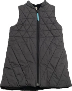 ivivva by Lululemon Girl's 10 Reversible Quilted Sherpa Fleece Vest Black - Picture 1 of 10