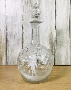 Antique 19th Century White Enamel Mary Gregory? Clear Glass Spirit Wine Decanter - Picture 1 of 12