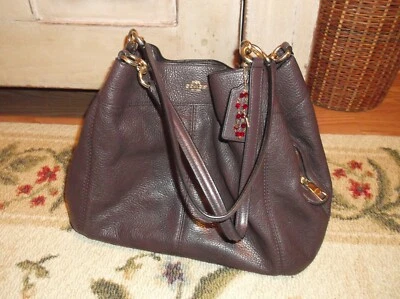 Coach F57515 leather Shoulder Bag purse hobo handbag OXBLOOD purple satchel  - Image 1 of 4