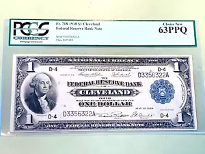 1918 $1 Cleveland FRBN - PCGS 63PPQ Choice NEW - Fr. 718 - Picture 1 of 2