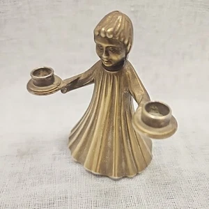 Mini Candelabro Figura Coro Metal Italia Acabado Dorado Vacaciones de Navidad - Imagen 1 de 11