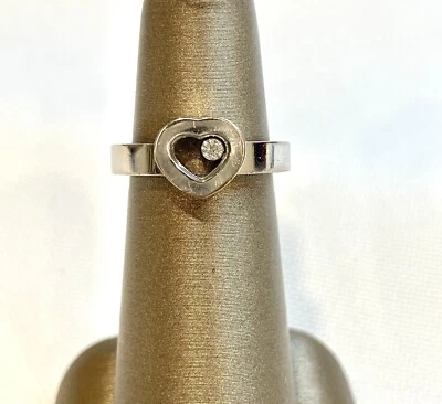 Chopard 18K белое золото счастливый бриллиант сердце кольцо группы Sz 5,25 - Изображение 1 из 4