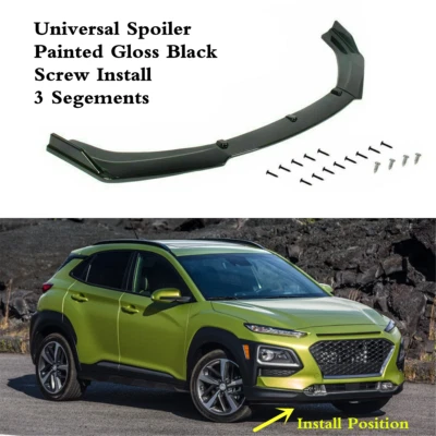 Add-on Universal Front Lip Spoiler Splitter Black Fit For HYUNDAI Kona 2018-2021 Foto 1 de 4