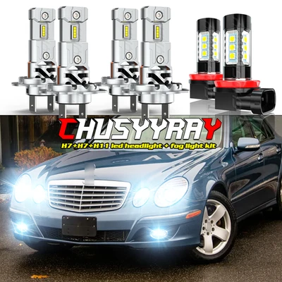 For Mercedes-Benz E350 E320 E550 - 6x White LED Headlight + Fog Light Bulbs Kit - Image 1 of 4