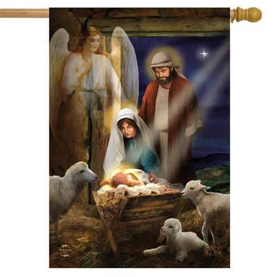 Briarwood Lane Holy Nativity Christmas House Flag - Image 1 of 4
