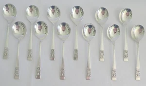 ONEIDA CORONATION Silverplate 12 Cream Soup Gumbo SPOONS - Picture 1 of 9