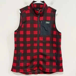 L.L.BEAN Women’s Vest Red Black Buffalo Check Cabincore Lumberjack Warm Size XL - Picture 1 of 8
