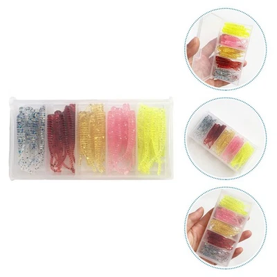 50 Stück Angelköder aus Kunststoff, Würmer, Köder für Zander, Forelle, mit Box - Bild 1 von 4