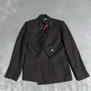 Blazer vintage Lauren Ralph Lauren para mujer 4 marrón ventana lana adornada EE. UU. - Imagen 1 de 7