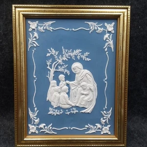 Lenox Wedgwood Blue Jasperware Children's Blessing Fine Porcelain Framed 1996 - Picture 1 of 8