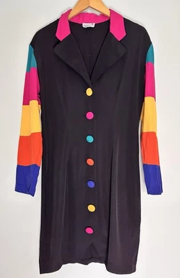 Vestido recto vintage Scarlett mujer negro talla 11/12 botones grandes retro audaz Foto 1 de 4