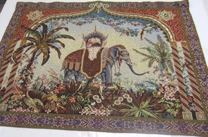 Vintage BOMBAY CO Royal RAJ ELEPHANT tessuto jacquard tappezzeria da parete - Foto 1 di 13
