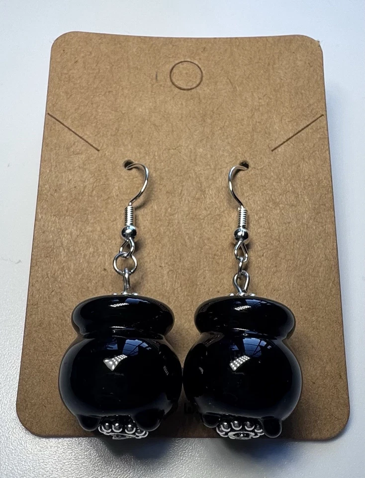 Witch Cauldron Halloween Charm Nickel Free Handmade Dangle/Fishhook Earrings - Image 1 of 1