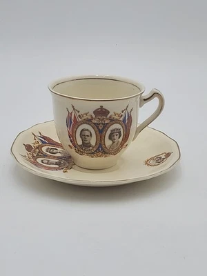 Vtg Alfred Meakin King George VI & Queen Elizabeth 1937 Coronation Saucer & Cup - Image 1 of 4