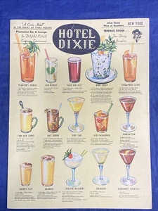1947 Hotel Dixie Menu 43rd St New York City NYC Cocktails Menu Vintage - Picture 1 of 18