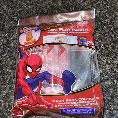 Marvel Spider-Man Valentine’s Day 8 Mini Play Packs Coloring Party Favors New - Image 1 of 4