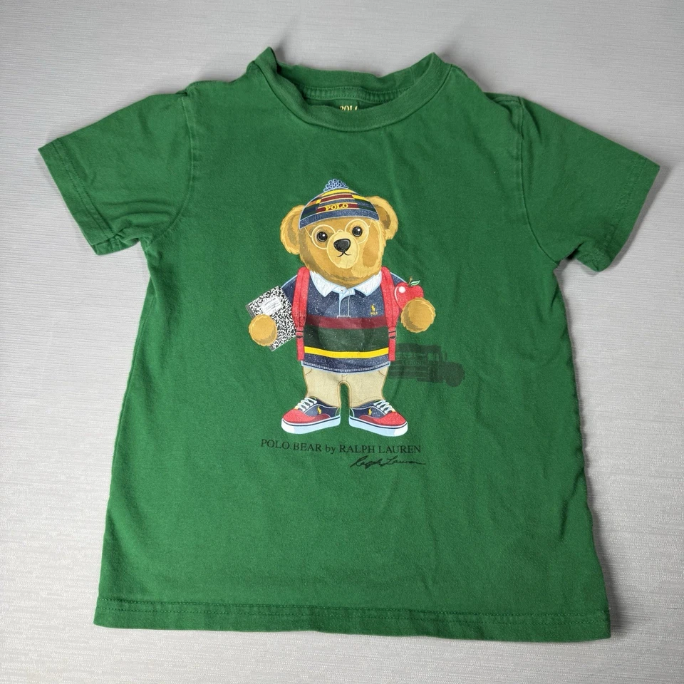 Ralph Lauren Polo Bear T-shirt School Bus First Day Backpack Kids Size 5 - Image 1 of 4