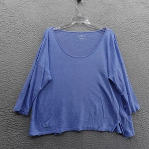 Talbots Linen Scoop Neck Long Sleeve Tunic Top XL Blue Womens Casual Coastal - Picture 1 of 10
