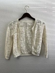 Abercrombie & Fitch Embroidered Button Down Girl’s Lace Jacket Size XS White - Picture 1 of 9