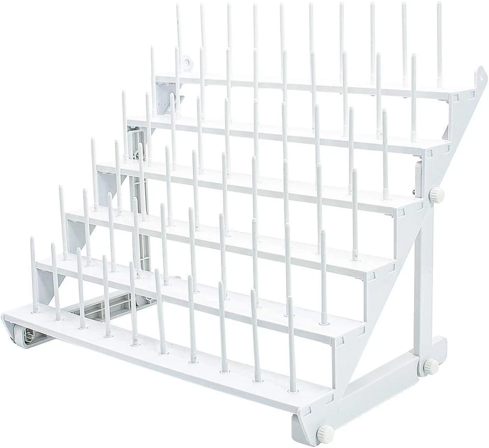 Estante de rosca para 60 carretes o 30 conos, soporte de rosca grande montado en la pared con Lon Foto 1 de 4