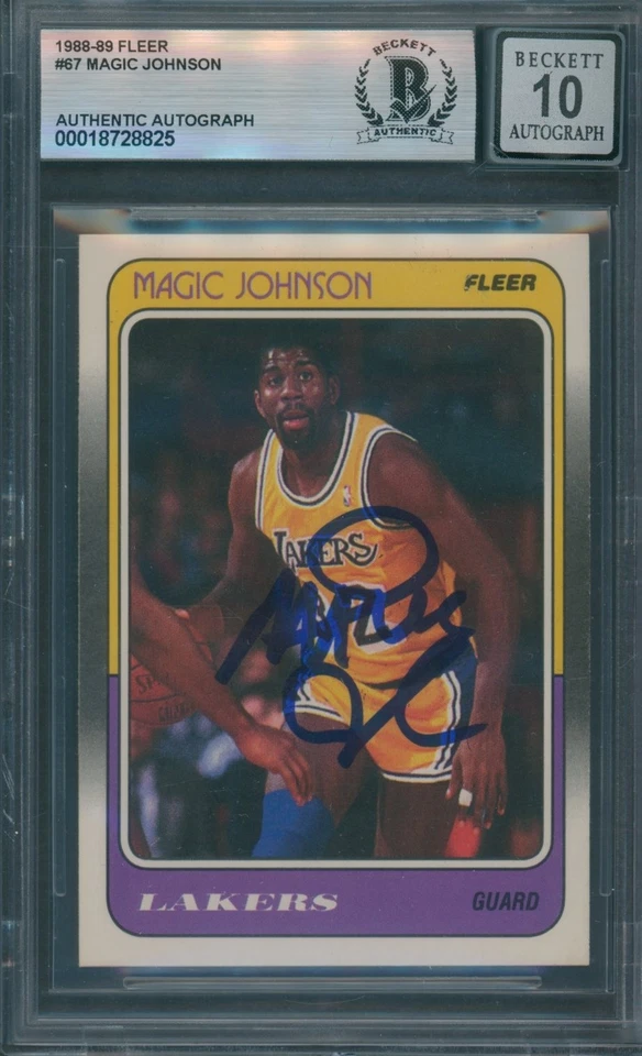 1988/89 Fleer #67 Magic Johnson Beckett Authentic Signed Auto 10 *8825 - Image 1 of 1