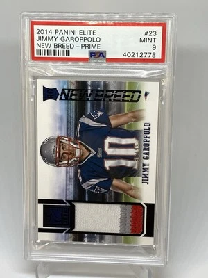 2014 jimmy garoppolo ROOKIE  NEW BREED  RC 3 CLR RELIC SP/99 PSA 9 POP 1 - Image 1 of 4
