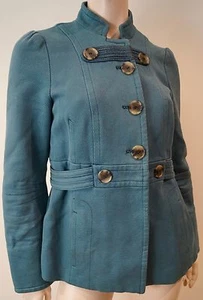 Blazer Giacca Blu Marc Jacobs 100% Cotone Stile Militare Senza Collari Top M - Foto 1 di 9