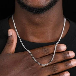 3mm Herren Kubanische Kette Halskette Schlicht Edelstahl Collier Mode Titan - Bild 1 von 24