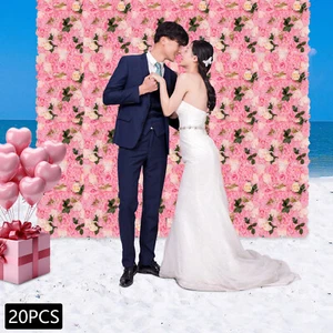 20* Kunstblume Wandpaneel Hochzeit Hintergrund Event Party Blume Wandpaneel - Bild 1 von 11