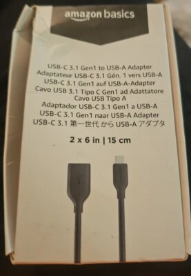 Amazon Basics USB-C3.1 Gen1 to USB-A Adapter 2 6 inch cord - Image 1 of 2