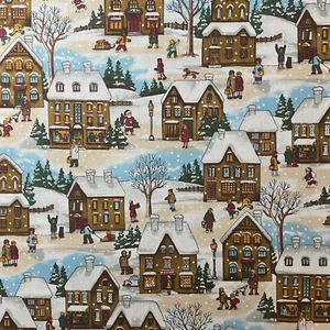 Hoffman Intl. Winter Christmas Holidays Snow Scene Cotton - By the Yard - Picture 1 of 4