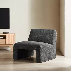 Amita Chenille Upholstered Accent Chair in Carbon Black - Picture 1 of 10