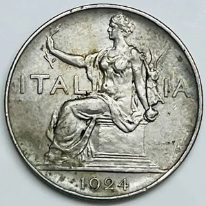1924 Italy Lira KM# 62 Circulated Condition - Picture 1 of 3