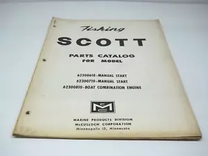 McCulloch Barco Motor Pesca Scott Piezas Catálogo Manual #70483 1961 - Imagen 1 de 2