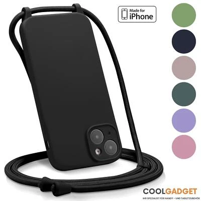 COOLGADGET Handykette Hülle mit Band für iPhone Silikon Dünn Kordel Farbig zum Umhängen
