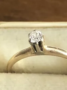 14K YELLOW GOLD ROUND BRILLIANT CUT DIAMOND SOLITAIRE RING .33C 2 Grams - Picture 1 of 8